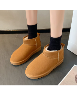 2023 Genuine Sheepskin Mini Snow Boots Women High Quality Luxury Boots Winter Women Boots Lining Ankle Warming Flats Botas Mujer
