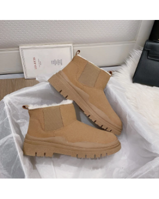 Autumn Winter Plush Snow Boots Women's Shoes Waterproof Thick Sole Chelsea Booties Lining Ankle Warm Basic Snow Boots Large Size