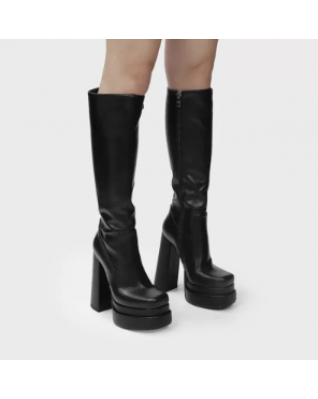 Autumn and Winter Platform Shoes Gothic Boots Leather Women's High Boots Super High Heels Elegant Brand Designer Women's Shoes