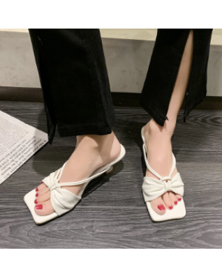Summer New Square Head Fashion Casual Women's Shoes Bow Stiletto Comfortable and Sexy Outdoor Shopping Women's Sandalsh