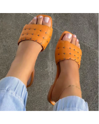 Fashion Sexy Summer New Women's Slipp ers Solid Color Open Toe Ri ets Flat Bottom Plus Size Everyday Beach Shoes Flip-Flops