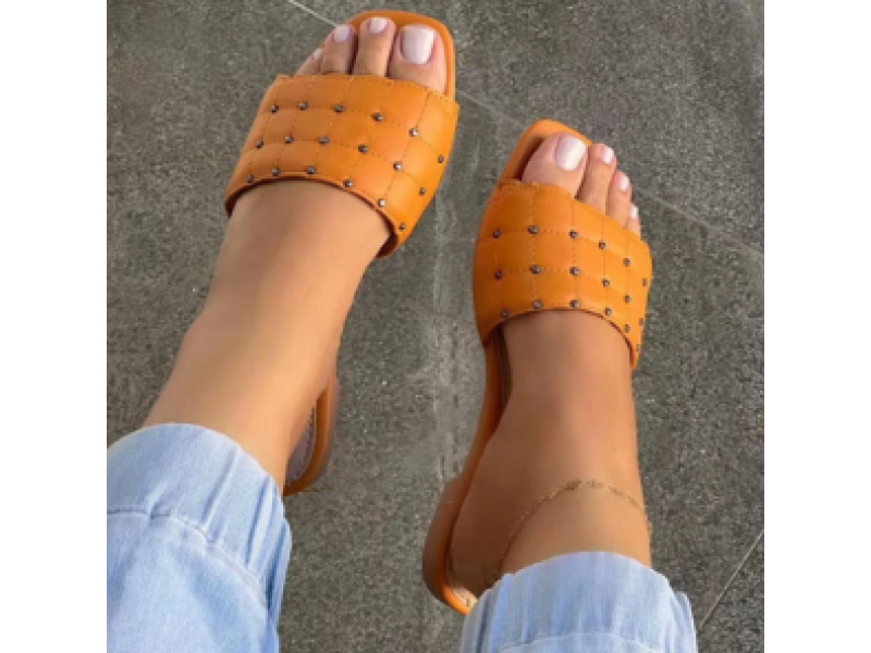 Fashion Sexy Summer New Women's Slipp ers Solid Color Open Toe Ri ets Flat Bottom Plus Size Everyday Beach Shoes Flip-Flops