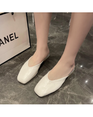 Middle Heel Sandals Sandals Women's Mules Fashion Casual Summer Square Toe Elegant Women's Mules Slipper